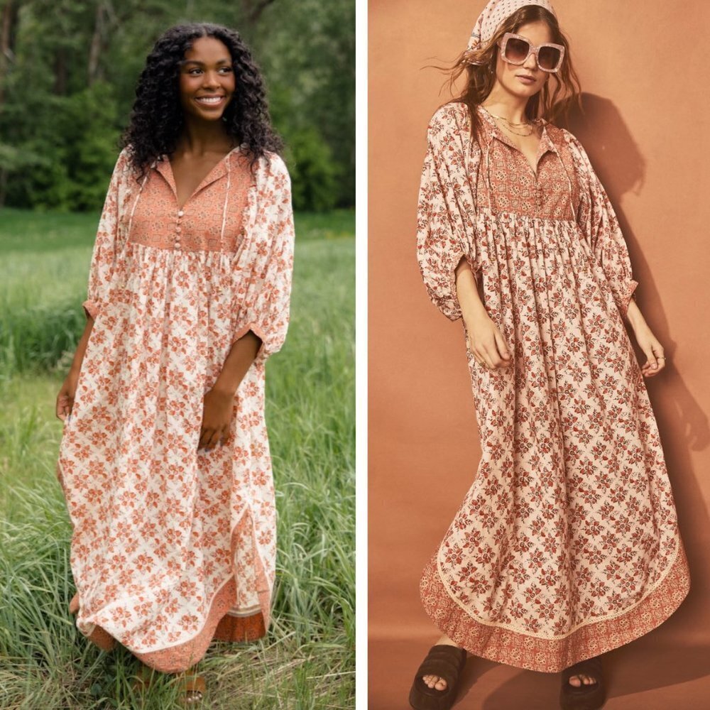NEW Free People Hazy Maisy Floral Maxi Dress Bohemian Cottagecore Romantic Retro